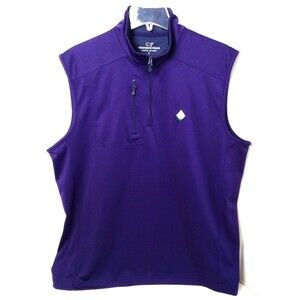 Vineyard Vines 1/4 Quarter Zip Vest Men L Purple Performance Golf Preppy Outdoor